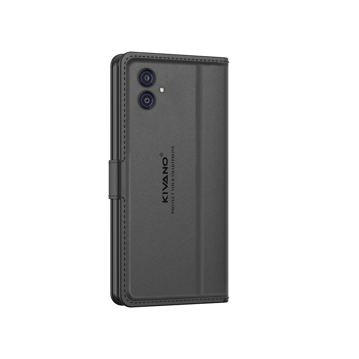 Leather Wallet Case for Samsung Galaxy M04 / Samsung Galaxy F04 / Samsung Galaxy A04e ?Stylish Flip Folio Cover with Card Holder, Stand-KIVANO LUXE - Aibex